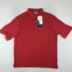 Merrell Polo Shirt Mens Large Red Solid Pocket Performance Short Sleeve NWT‎ NEW